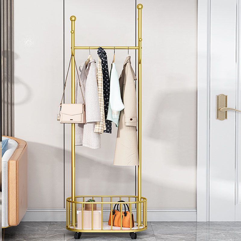 Glam Hall Stand Metal Shelving Hooks Included Free Standing Entry Hall Tree Clearhalo 'Entry & Mudroom Furniture' 'furn' 'furn_hall_tree_coat_racks' 'Furniture' 'Hall Trees & Coat Racks' 'hall_tree_coat_racks' 1200x1200_1b2d0f96-e33b-484e-9ae8-5c943353d30e