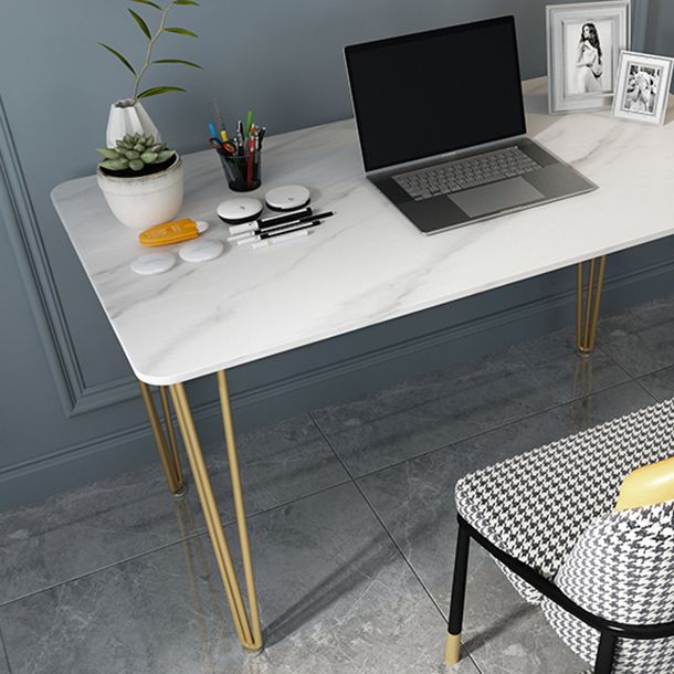 Home Hairpin Base Writing Desk Glam Style Stone Writing Desk Clearhalo 'furn' 'furn_office_desk' 'Furniture' 'furniture_office_desk' 'Office Desks' 'Office Furniture' 'office_desk' 1200x1200_1b2d15ef-6cc8-48b7-ad59-ca82bdcfd016