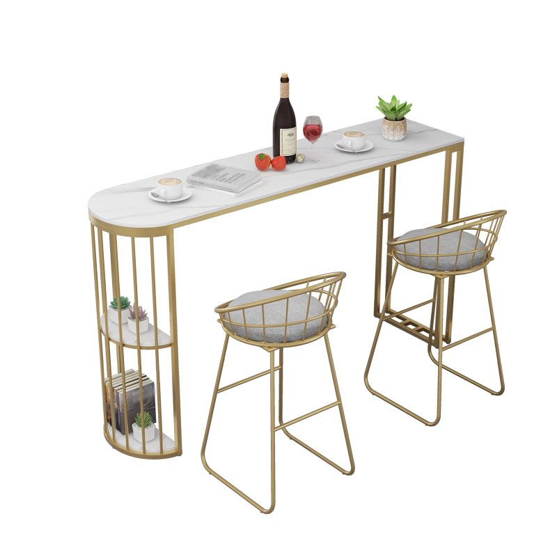 Nordic Glam Style Bar Table 42-inch Height Metal Base Bistro Table for Dining Room Clearhalo 'Bar Furniture' 'Bar Tables' 'bar_tables' 'furn' 'furn_bar_tables' 'Furniture' 'furniture_bar_tables' 'Kitchen & Dining Furniture' 'kitchen&dining_furn' 'kitchen' 1200x1200_1b2d6479-1005-41d2-b1bf-a1e71dbfb590