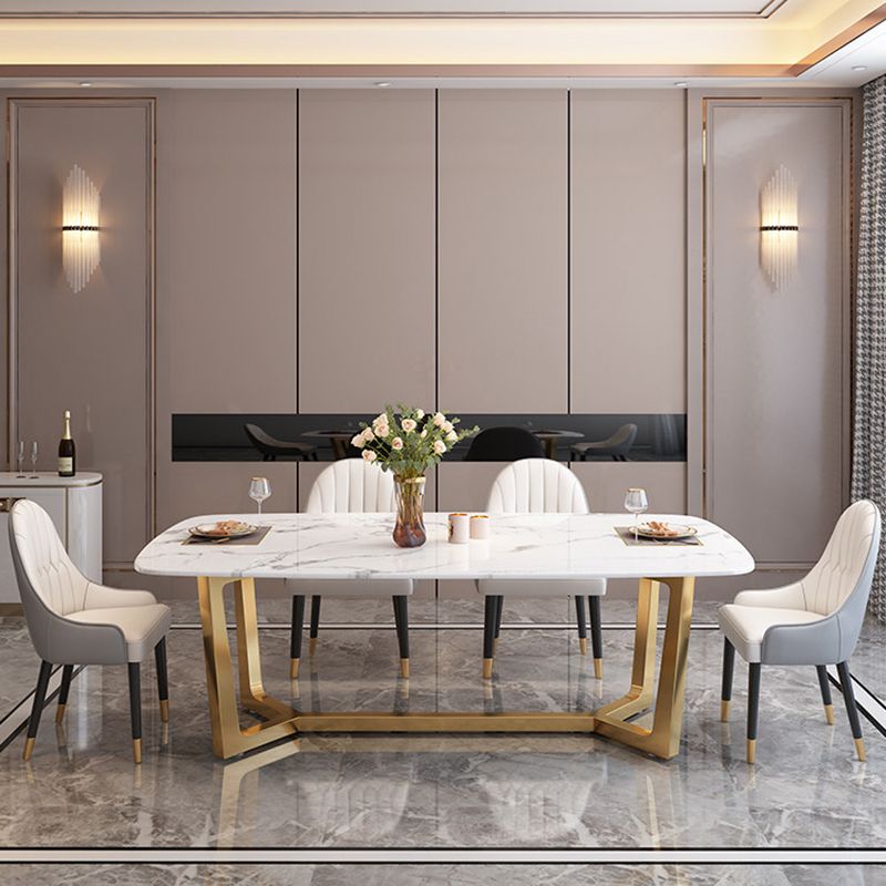 Luxury Rectangle Sintered Stone Top Dining Set 1/2/5/6/7 Pieces Dining Table with Chairs Clearhalo 'Dining Room Sets' 'Dining Tables & Seating' 'dining_room_set' 'furn' 'furn_dining_room_set' 'Furniture' 'furniture_dining_room_set' 'Kitchen & Dining Furniture' 1200x1200_1b2fb78d-c9dc-4322-9096-4943bfba476f