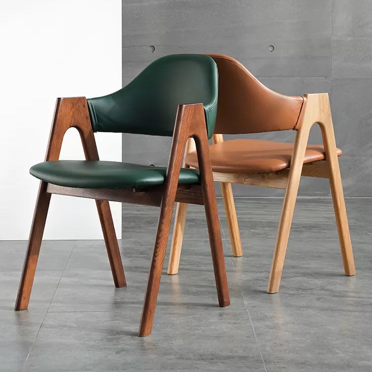 Glam Style Wood Dining Side Chair Faux Leather Open Back Arm Chairs for Home Use Clearhalo ' kitchen&dining_furn' 'Dining Chairs' 'Dining Tables & Seating' 'dining_chair' 'furn' 'furn_dining_chair' 'Furniture' 'furniture_dining_chair' 'Kitchen & Dining Furniture' 'kitchen' 1200x1200_1b30722c-6020-43d1-a368-1a6b1bdc5f56