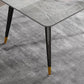 Mesa de comedor de metal con 4 patas, mesa de comedor rectangular con tapa de piedra para comedor