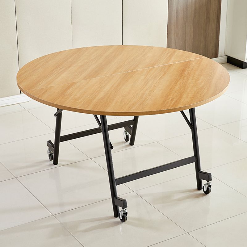 47.2-inch Metal Mid-Century Modern Table Round Wood Top Table with Drop Leaf Clearhalo ' dining_table' 'Dining Tables & Seating' 'Dining Tables' 'furn' 'furn_dining_table' 'Furniture' 'furniture_dining_table' 'Kitchen & Dining Furniture' 'kitchen&dining_furn' 'kitchen' 'kitchen_dining_table' 1200x1200_1b30fca2-6afa-4cc5-ac00-ed71cc23b9fe