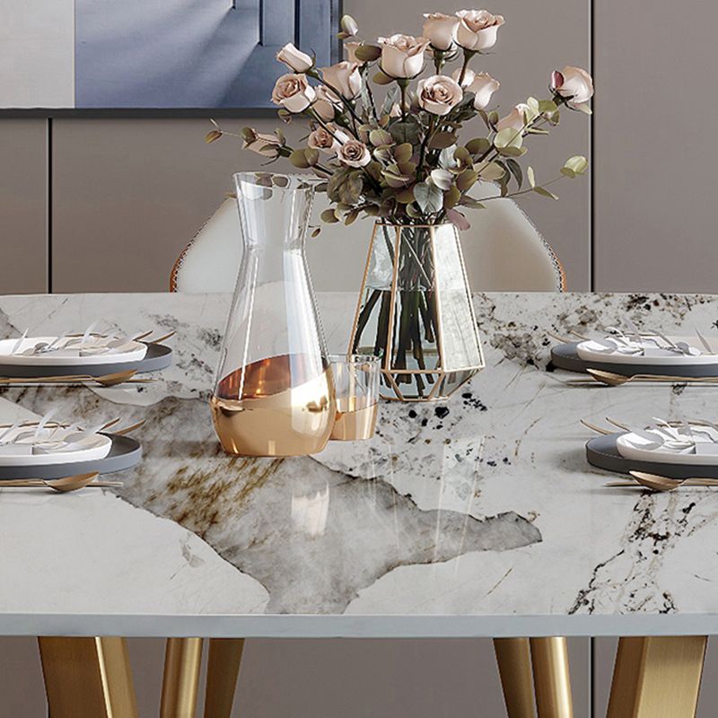 Glam 1/2/7 Pieces Dining Table Set with Sintered Stone Top Stainless Steel Dinette Set Clearhalo 'Dining Room Sets' 'Dining Tables & Seating' 'dining_room_set' 'furn' 'furn_dining_room_set' 'Furniture' 'furniture_dining_room_set' 'Kitchen & Dining Furniture' 1200x1200_1b318850-c5cf-4936-838c-bae78bda5459