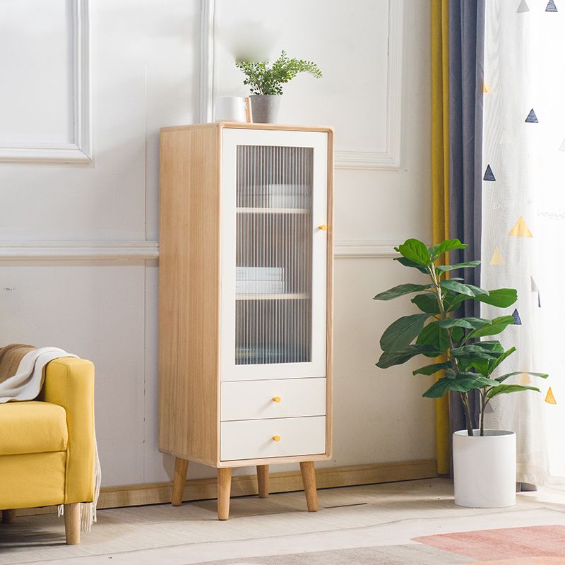 Modern Glass Paned Accent Cabinet 1-Door Solid Wood Chest with 2 Drawers Clearhalo 'Cabinets & Chests' 'cabinets_chests' 'furn' 'furn_cabinets_chests' 'Furniture' 'Living Room Furniture' 1200x1200_1b335daf-1165-45e4-94dd-7f22053cceb0