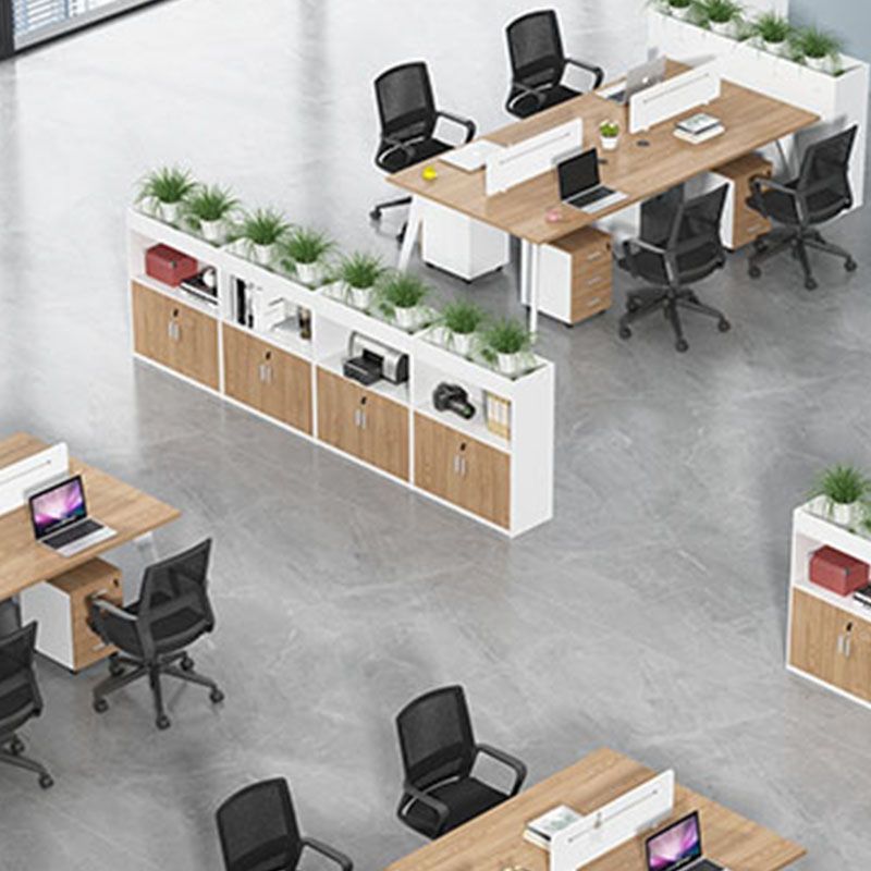 Moderno moderno mobile in legno ingegnerizzato con archiviazione di blocco per home office