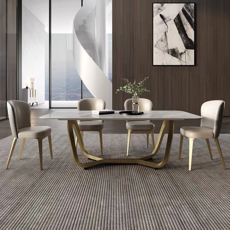 Glam-stijl eettafel stenen rechthoekige eettafel in wit