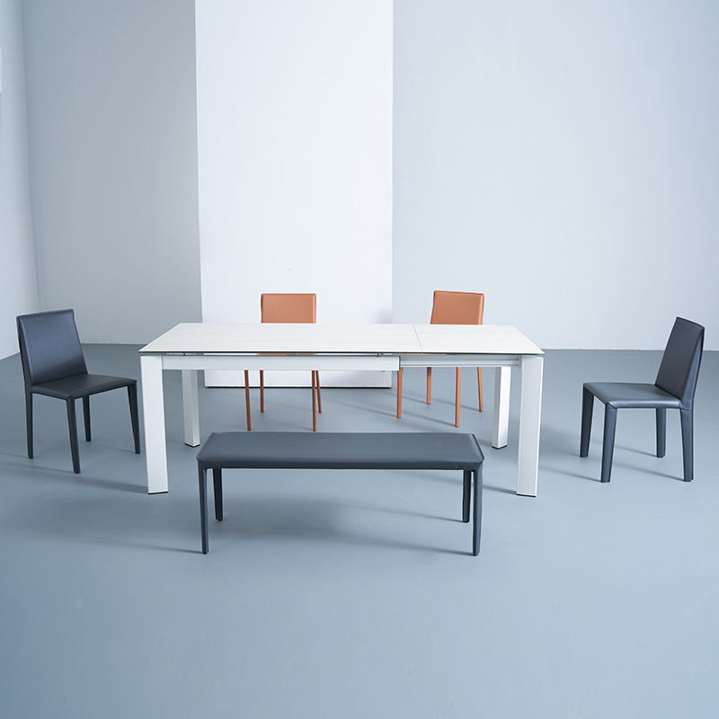 Sedia da pranzo in pelle moderna senza braccio sedie da pranzo in metallo per uso domestico