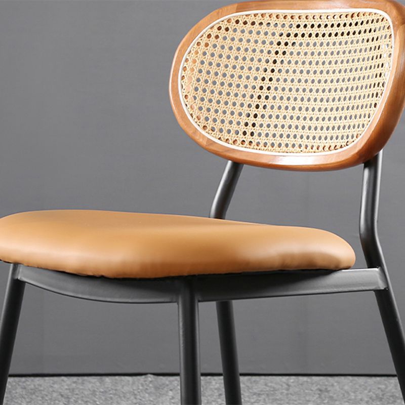 Glam Style PU Leather Chair Cane Back Armless Dining Chair for Indoor Clearhalo 'Dining Chairs' 'Dining Tables & Seating' 'dining_chair' 'furn' 'furn_dining_chair' 'Furniture' 'furniture_dining_chair' 'Kitchen & Dining Furniture' 1200x1200_1b3a869b-c82b-4180-8c44-6f4640822b20