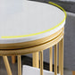 White Marble Hall Table with Specialty Top Glam Double Pedestal Table - 42" H Clearhalo 'Bar Furniture' 'Bar Tables' 'bar_tables' 'furn' 'furn_bar_tables' 'Furniture' 'furniture_bar_tables' 'Kitchen & Dining Furniture' 1200x1200_1b3cd7ad-6d4e-4e07-8235-926581f7097e