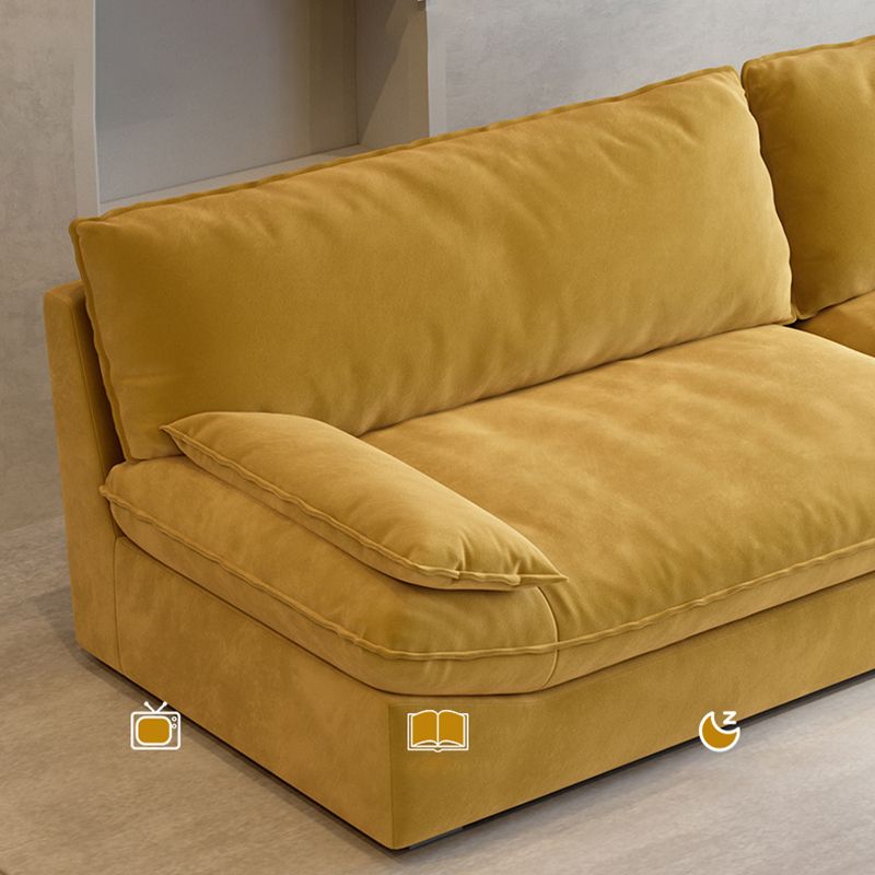 Divano a braccio top cuscino contemporaneo di divano colpido cucito in giallo