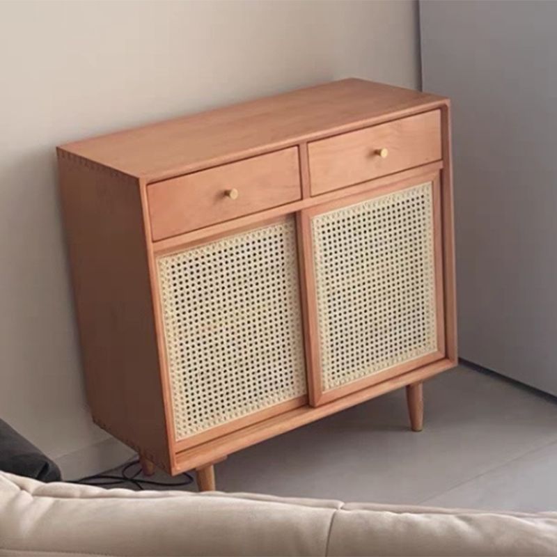 Contemporary 31.5"all Natural Wooden Cabinet, Rectangle Accent Cabinet with Drawers