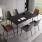 Modern Style Sintered Stone Dining Table with Rectangle Shape Table and 4 Black Legs Base Clearhalo 'Dining Room Sets' 'Dining Tables & Seating' 'dining_room_set' 'furn' 'furn_dining_room_set' 'Furniture' 'furniture_dining_room_set' 'Kitchen & Dining Furniture' 'kitchen&dining_furn' 'kitchen' 1200x1200_1b3f5794-967e-404b-b39d-1a4b2f0aa51e