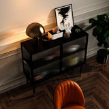 Glastüren schwarzer Sideboardschrank Glamstil 35,4 "H -Buffet Tisch