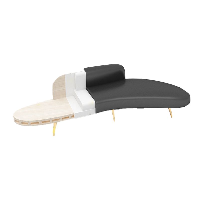 Contemporary Tight Back Armless Settee Fabric Curved Settee with Hair Pin Legs