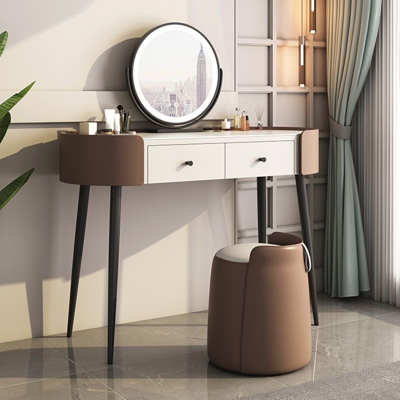 2 Drawers Makeup Table Desk Stone Top Vanity Table in Orange