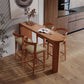 Mesa de bar con pedestal doble, mesa de comedor industrial de madera maciza de pino para sala de estar