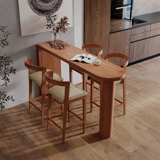 Double Pedestal Bar Table Industrial Pine Solid Wood Bar Dining Table for Living Room