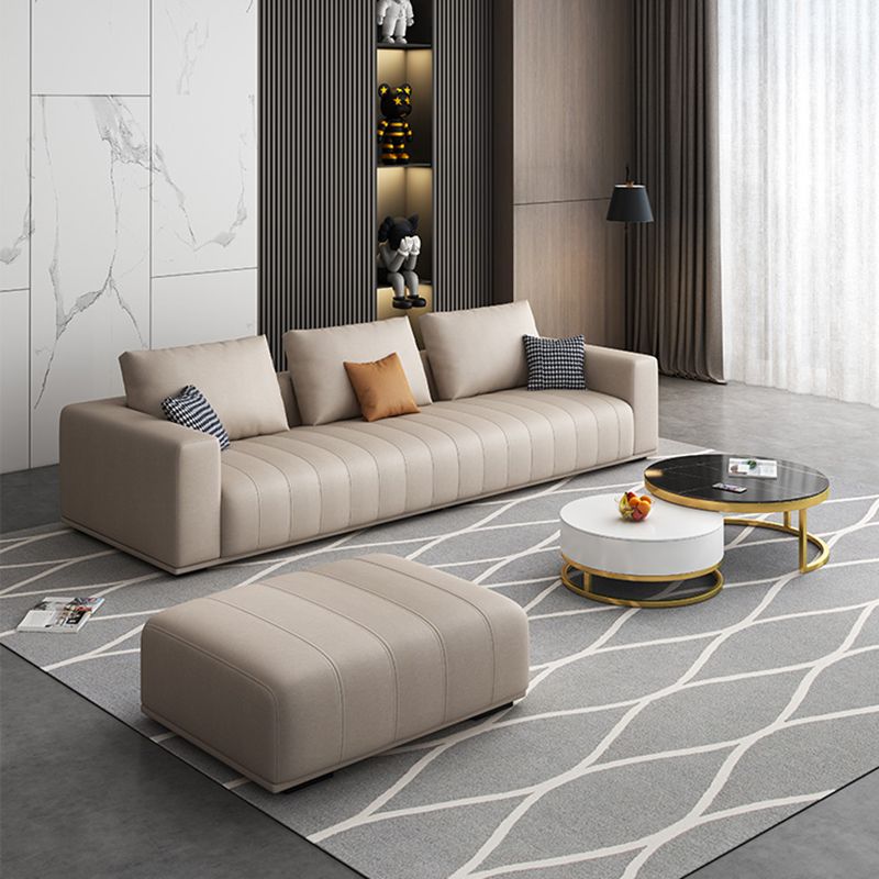 Modern Faux Leather Tuxedo Arm Standard Sofa with Bolster Pillows for Living Room Clearhalo 'furn' 'furn_sofas' 'Furniture' 'furniture_sofas' 'kitchen' 'kitchen_sofas' 'Living Room Furniture' 'Sofa' 'sofas' 1200x1200_1b444d67-7bd4-4798-b64d-cf93d9b393b0