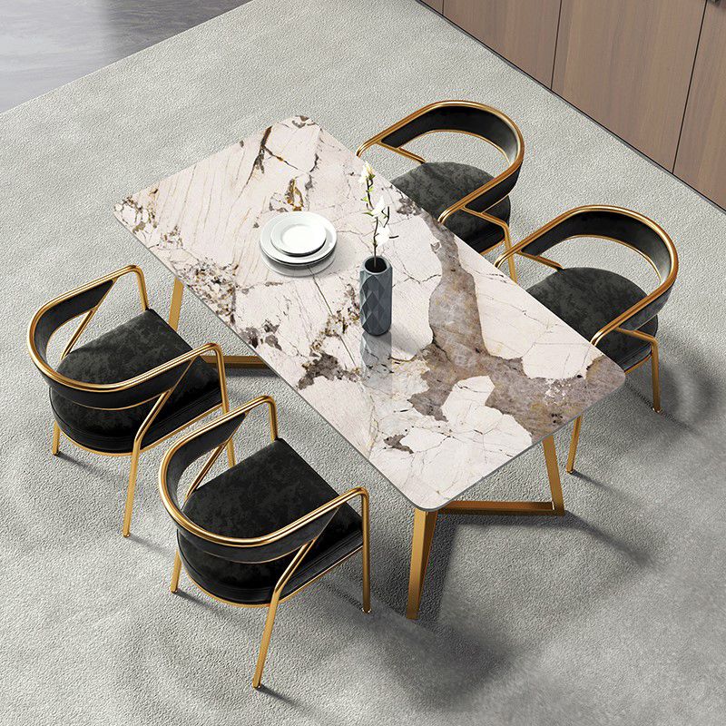 Metal Traditional Luxury Rectangular Indoor Table Sintered Stone Table with Sled Base Clearhalo ' dining_table' 'Dining Tables & Seating' 'Dining Tables' 'furn' 'furn_dining_table' 'Furniture' 'furniture_dining_table' 'Kitchen & Dining Furniture' 'kitchen&dining_furn' 'kitchen' 'kitchen_dining_table' 1200x1200_1b455c5f-6ee8-4349-9501-c13210e09a5a