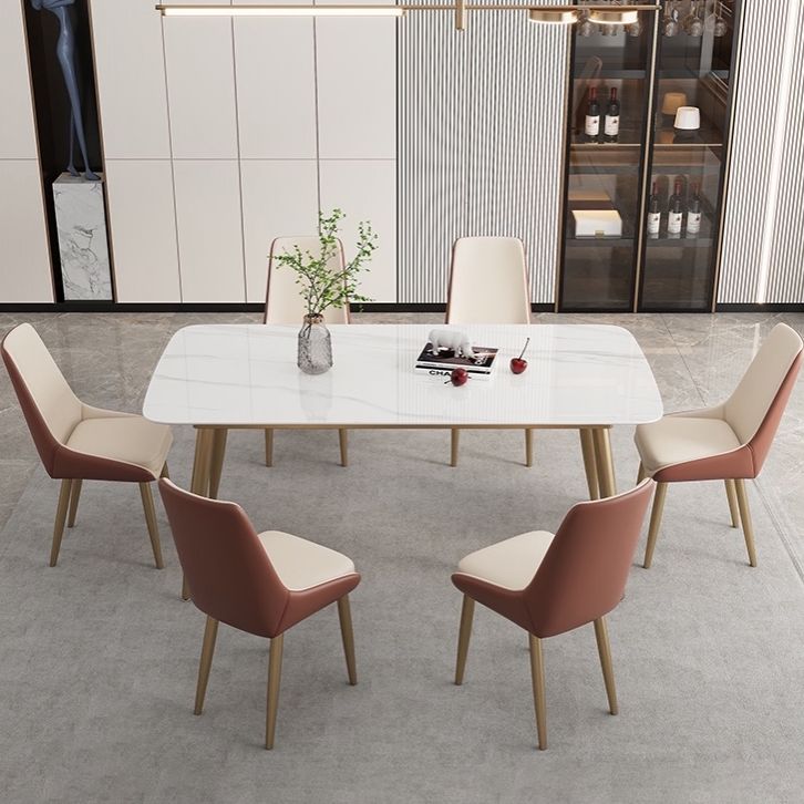 Glam Sintered Stone Dining Room Set Standard Height with Gold Base Dining Set Clearhalo 'Dining Room Sets' 'Dining Tables & Seating' 'dining_room_set' 'furn' 'furn_dining_room_set' 'Furniture' 'furniture_dining_room_set' 'Kitchen & Dining Furniture' 'kitchen&dining_furn' 'kitchen' 1200x1200_1b4666e4-450a-414c-af9e-3405fc5d135d