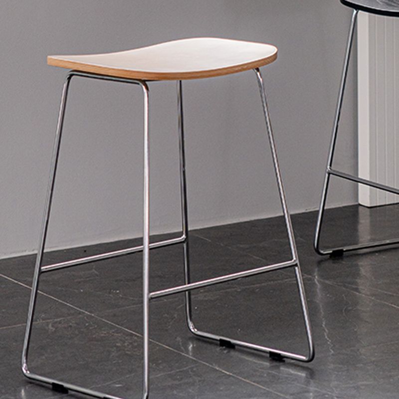 Contemporary Wood and Metal Backless Counter Height Stools for Living Room