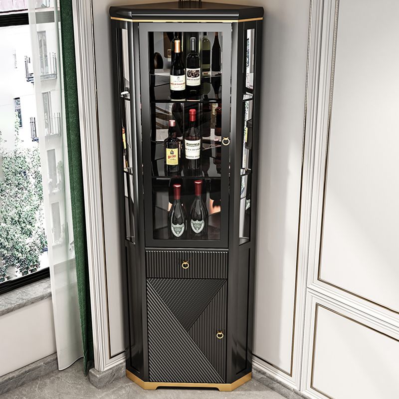 Glam Curio Curio Olio Olio in vetro in quercia Armadietto a buffet con illuminazione