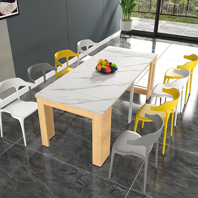 73'' Foldable Poplar Wood Table Extendable Rectangle Table with 5 Legs Clearhalo ' dining_table' 'Dining Tables & Seating' 'Dining Tables' 'furn' 'furn_dining_table' 'Furniture' 'furniture_dining_table' 'Kitchen & Dining Furniture' 'kitchen&dining_furn' 'kitchen' 'kitchen_dining_table' 1200x1200_1b4ab50f-7a95-4e2d-8f87-eca68a711133