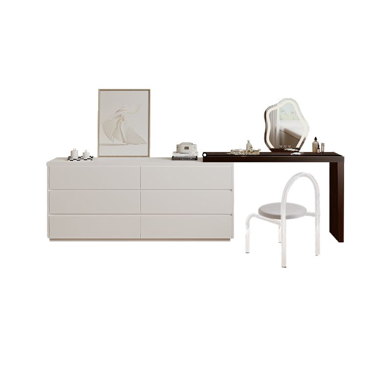 15,74 "tavolo da banco per trucco bianco di vanità largo con 6 cassetti
