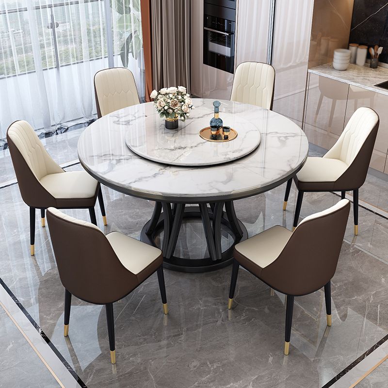 Solid Wood Pedestal Dining Table Round Faux Marble Dining Table Clearhalo 'Dining Tables & Seating' 'Dining Tables' 'dining_table' 'furn' 'furn_dining_table' 'Furniture' 'Kitchen & Dining Furniture' 1200x1200_1b4ba784-c2e0-45e1-a1bf-1509588c1edb