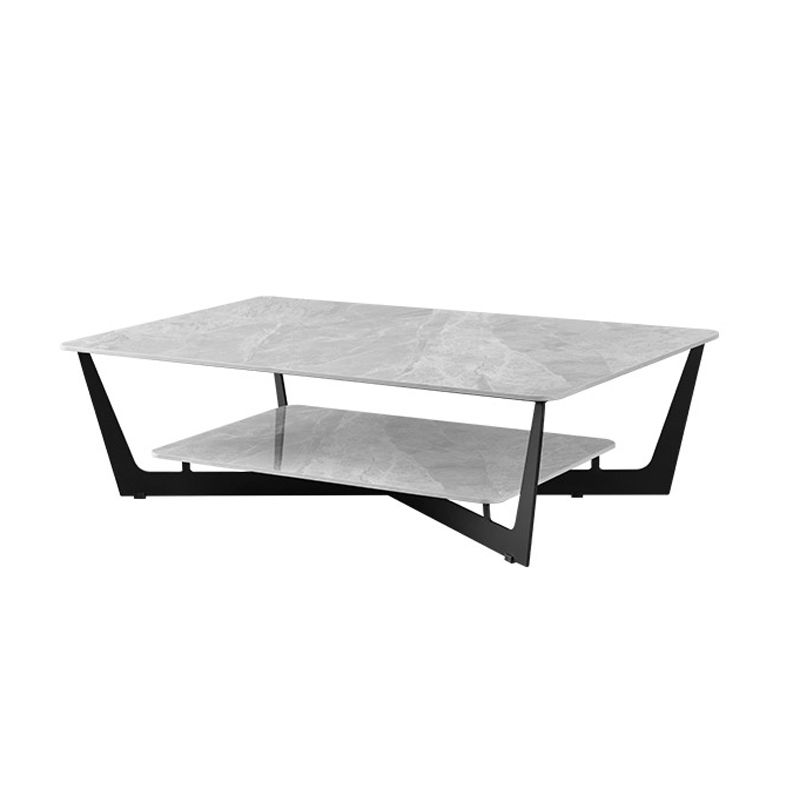 Slate Cross Legs Coffee Table Rectangular Modern Minimalist Coffee Table