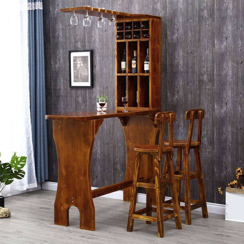 Traditional Indoor Bar Table Solid Wood Bar Table with Wine Glass Holders Clearhalo 'Bar Furniture' 'Bar Tables' 'bar_tables' 'furn' 'furn_bar_tables' 'Furniture' 'Kitchen & Dining Furniture' 1200x1200_1b4e3fae-f1e8-44ae-a381-690f2493d3af