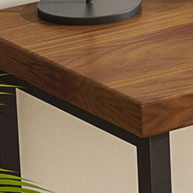 Scrivania in legno massello marrone industriale gambe in metallo da ufficio