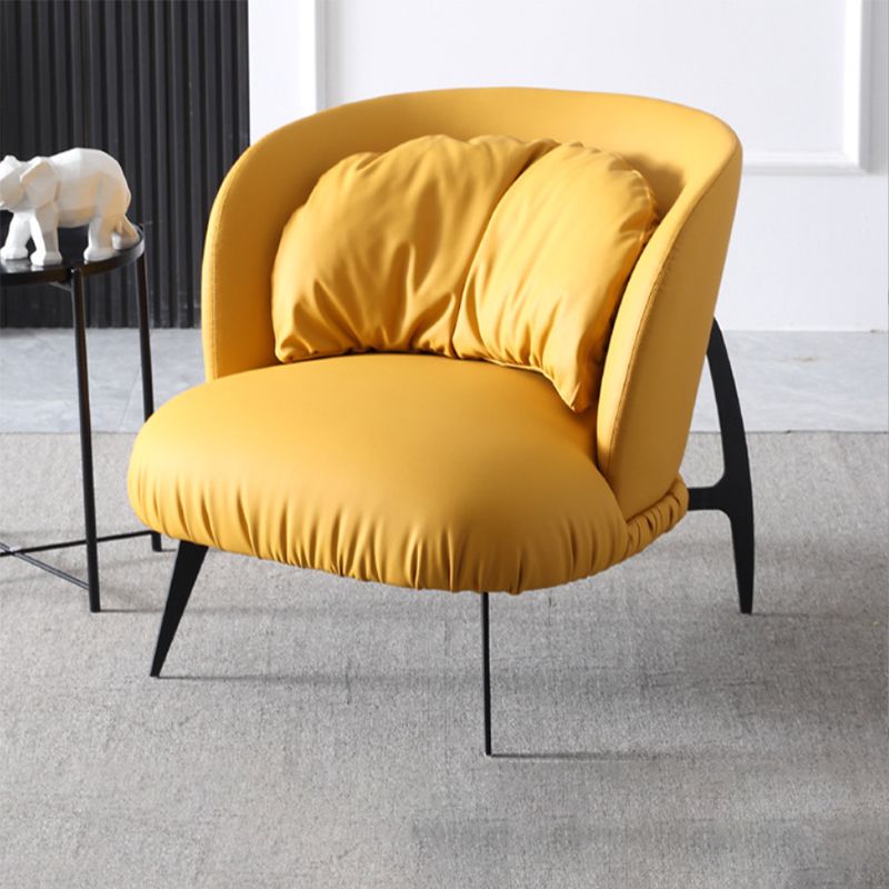 Modern Style Armless Black Metal Leather Lounge Chair with Pillow Back