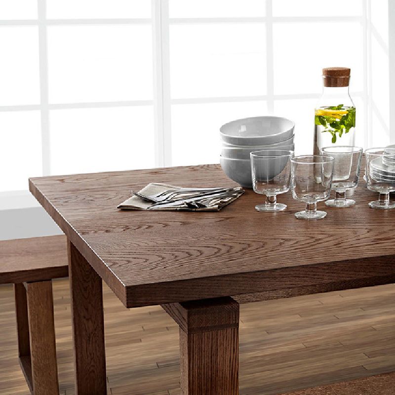 Rectangle Double Base Dining Table Modern Pine Wood Table for Dining Room