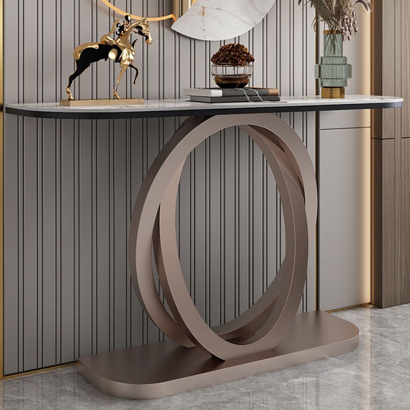 Console a mezza luna di pietra tavolo 1-scaffale 33,46 "tavolo di accento alto per sala