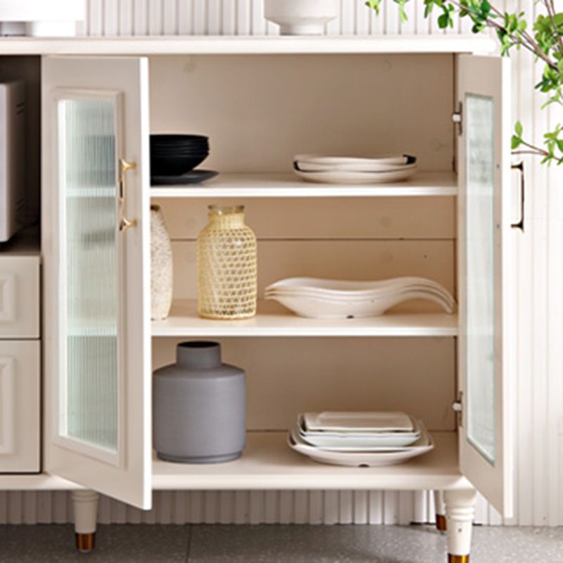 Serveur d'étagère réglable contemporain Server en pierre supérieure avec des jambes en bois massif