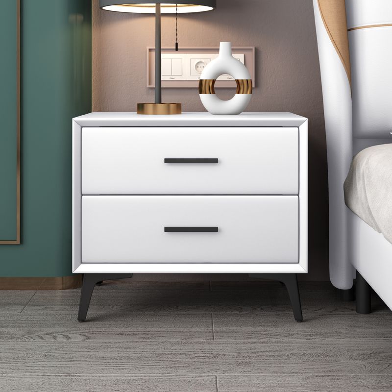 Comodino da 20 "hindici da 2-cassetto comodino moderno comodino da letto in pelle finta con gambe