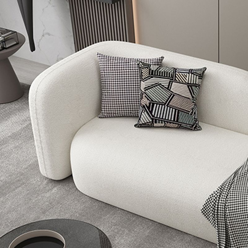 Scandinavian Wool Seating Tuxedo Arm Living Room Sofa in White