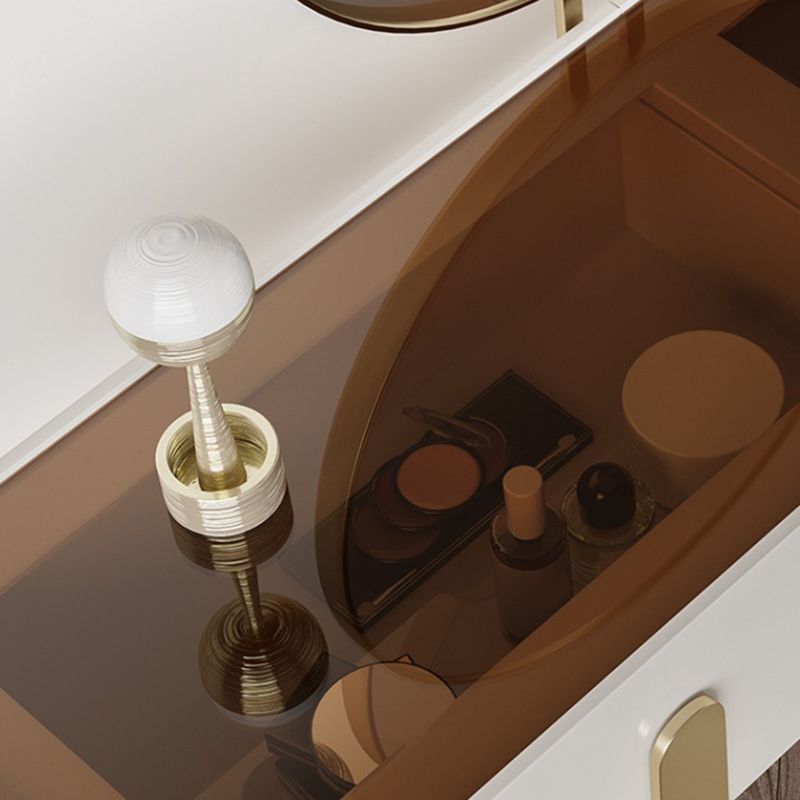 Brown Glass Top Vanity Table Glam Simple 29.53" H Dressing Table Set Clearhalo 'Bedroom Furniture' 'furn' 'furn_makeup_vanities' 'Furniture' 'Makeup Vanities' 'makeup_vanities' 1200x1200_1b58de3e-6303-4136-871d-7587bfb1acd3