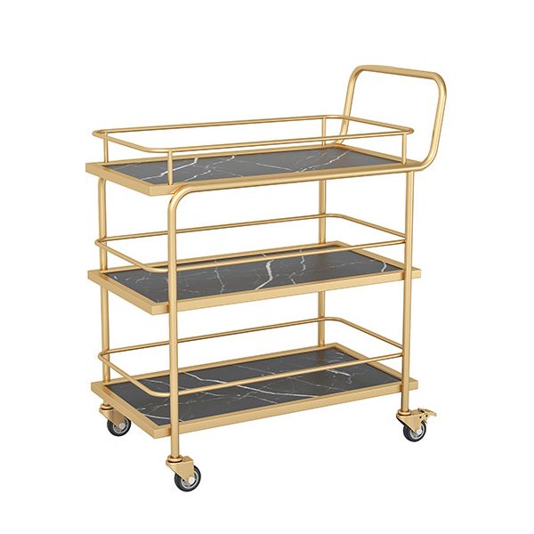 33.86"H Rolling Modern Prep Table Metal Prep Table for Dining Room