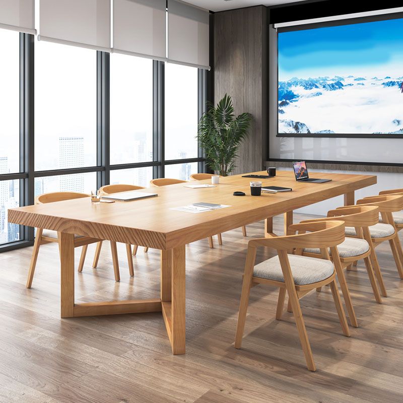 Contemporary Style Natural Office Desk Rectangular Shape Task Desk with 2 Legs Clearhalo 'furn' 'furn_office_desk' 'Furniture' 'Office Desks' 'Office Furniture' 'office_desk' 1200x1200_1b5a400c-6f90-435f-83fb-272ad1418c3a