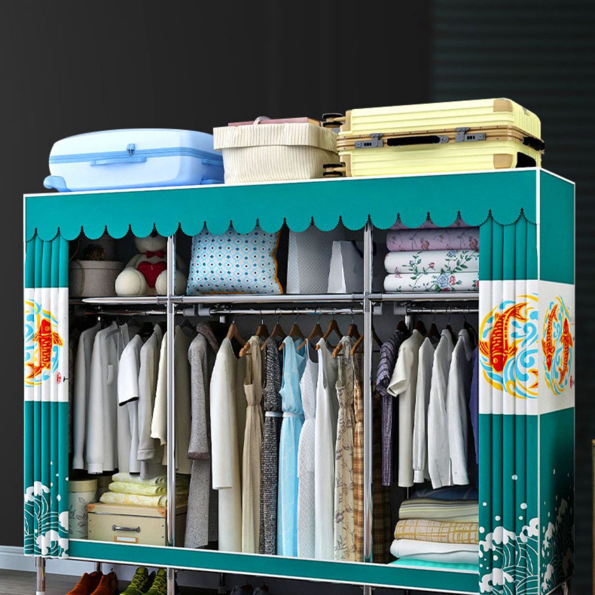 Moderner Kleiderschrank Armoire Aluminiumlegierung Rahmen Kleiderschrank für Zuhause