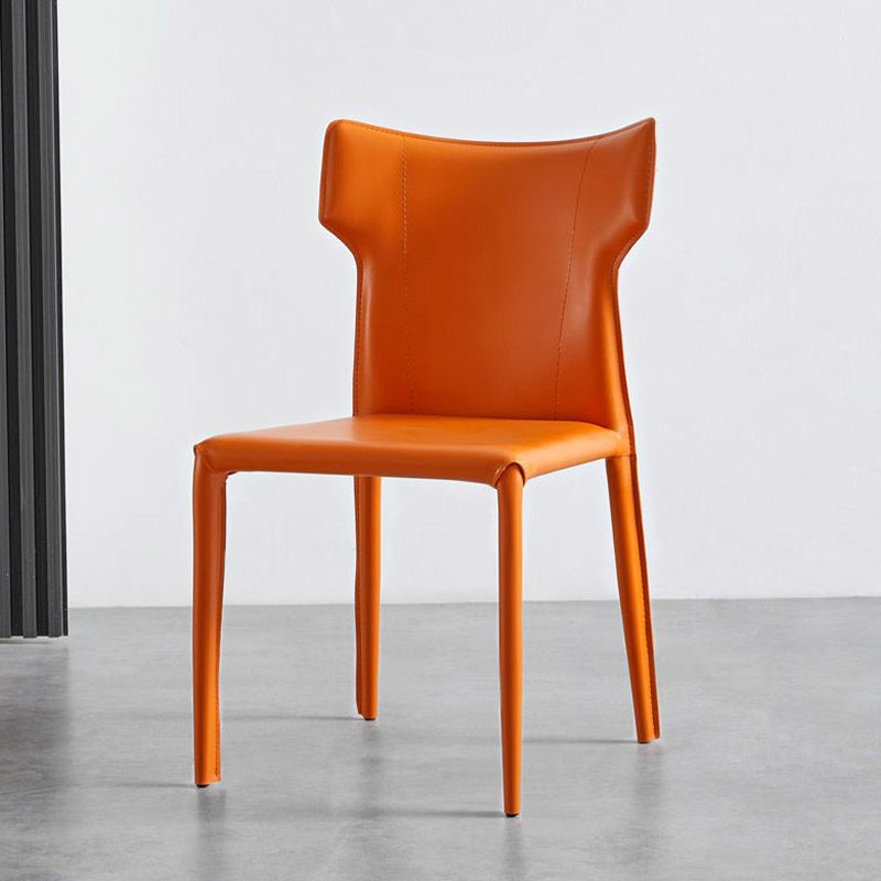 Faux Leather Dining Chairs Wingback Parsons Chair for Kitchen