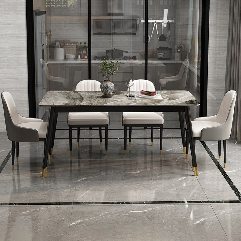 Modern 1/2/5/7 Pieces Grey Dining Set Sintered Stone Dining Table with Leather Chairs Clearhalo 'Dining Room Sets' 'Dining Tables & Seating' 'dining_room_set' 'furn' 'furn_dining_room_set' 'Furniture' 'furniture_dining_room_set' 'Kitchen & Dining Furniture' 'kitchen&dining_furn' 'kitchen' 1200x1200_1b5e084d-b98d-4757-806d-8231636b8ed8