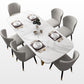 Luxury Sintered Stone Top Table Rectangle Table with Trestle Base in Gold Clearhalo 'Dining Tables & Seating' 'Dining Tables' 'dining_table' 'furn' 'furn_dining_table' 'Furniture' 'furniture_dining_table' 'Kitchen & Dining Furniture' 'kitchen' 'kitchen_dining_table' 1200x1200_1b5e31bf-4993-4824-a4d9-08f1d358fbc0