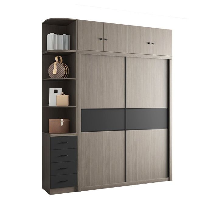 Engineered Wood Wardrobe Armoire With Shelves Modern Wardrobe Closet Clearhalo 'Armoires & Wardrobes' 'armoires_wardrobes' 'Bedroom Furniture' 'furn' 'furn_armoires_wardrobes' 'Furniture' 1200x1200_1b5e4bdc-4638-4adf-844f-932f54553f7e