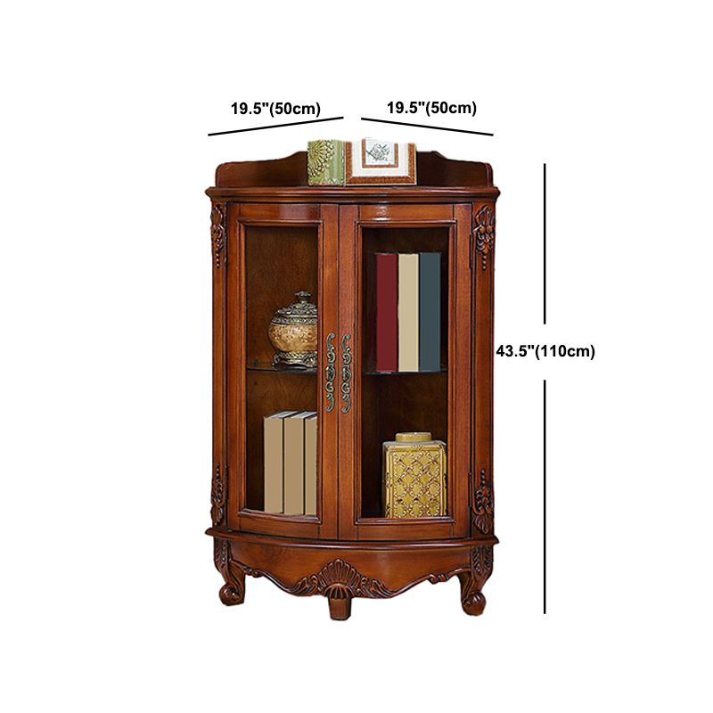 Mid-century Modern Brown Corner Cabinet, Wooden Accent Cabinet with Shelves Clearhalo 'Cabinets & Chests' 'cabinets_chests' 'furn' 'furn_cabinets_chests' 'Furniture' 'Living Room Furniture' 1200x1200_1b5feab1-3747-4a7e-8188-5c61b4888268