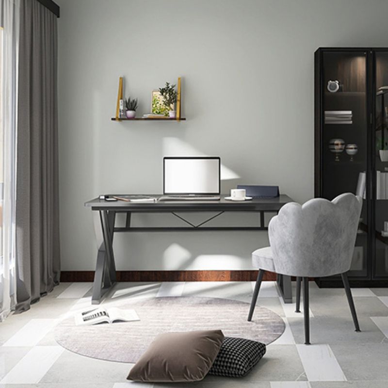 Escritorio de oficina de acero y madera artificial escritorio rectangular de la computadora con gestión de cables