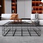 Frame Geometric Coffee Table Mid Century Black Finish Iron Cocktail Table